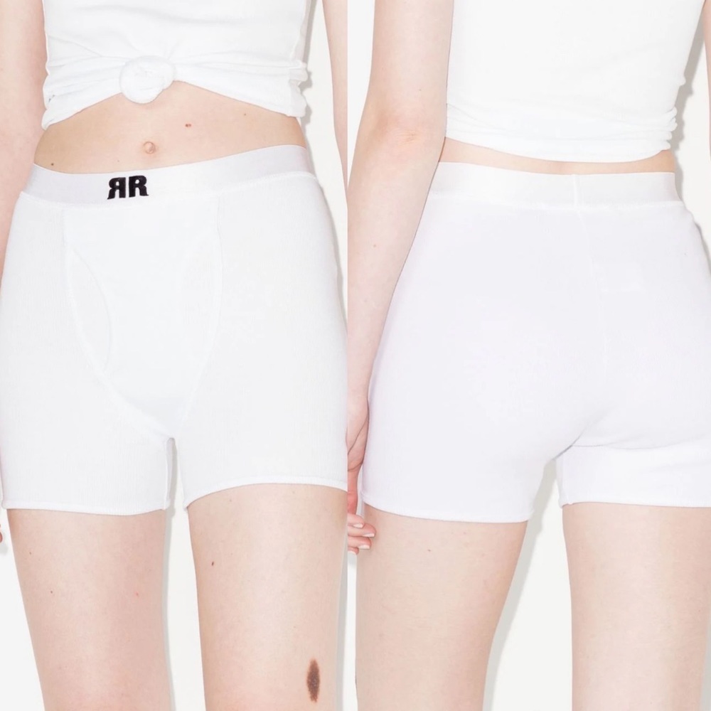 ROTATE RIBBED SHORTS WHITE - Picture 2 of 8